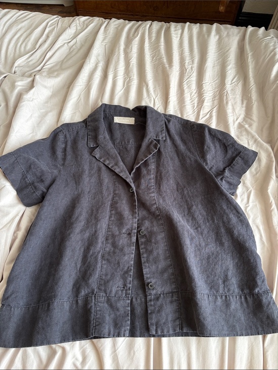Everlane Jackets & Blazers - Everlane Short-Sleeve Linen Button-Front Jacket — Charcoal Gray
